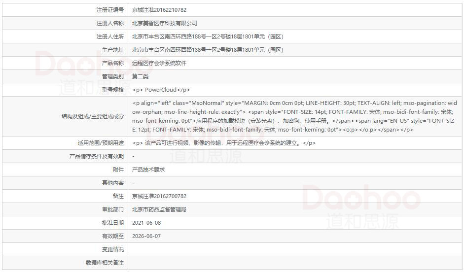 远程医疗会诊系统软件注册数据截图